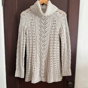 SLEEPING ON SNOW | Anthropologie Eldora Open Weave Cream Turtleneck | Small